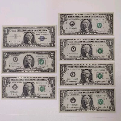 1976 $2 Star note 1963 error 1969 1 dollar bill all diff dates no bill past 1999 - Image 1 of 4