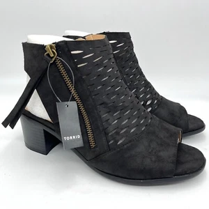 New Torrid Black Perforated Back Strap Heel Bootie - Size 8 - Picture 1 of 8