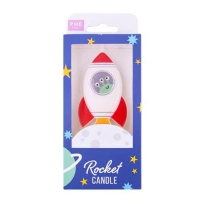 Rocket Alien Candle Spaceship Space Party Cake Topper - Image 1 of 4