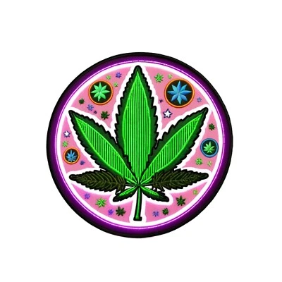 Cosmic Stoner Patch Iron-on Applique Clothing Hippie Boho Herbal Medicine Weed - Image 1 of 4