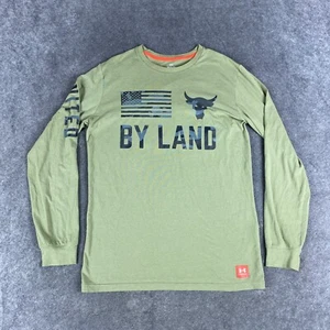 Under Armour Project Rock Shirt Mens Small Green By Land Long Sleeve Military - Picture 1 of 11
