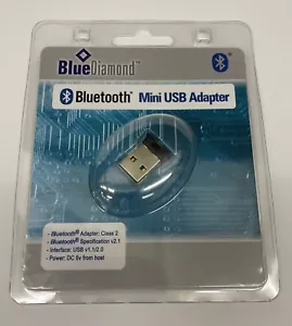 Bluetooth Mini USB Adapter Blue Diamond Class 2 Spec v 2.1 USB v1. 1/2.0 - Picture 1 of 2