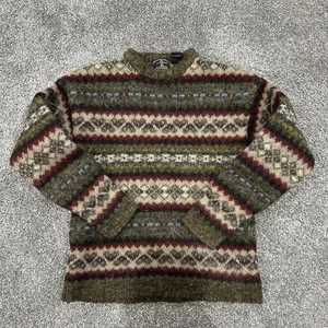 VTG American Eagle Outfitters Youth Sz L Wool Silk Sweater Fair Isle Green Multi - Picture 1 of 8