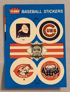 1989 Fleer Braves/Cubs/Reds/Astros Team Logo Sticker Baseball MLB - Picture 1 of 2