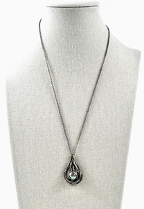 Stauer Holy Land Halskette .925 Sterling Silber m. blauer Zuchtperle, 18" Kette - Bild 1 von 4