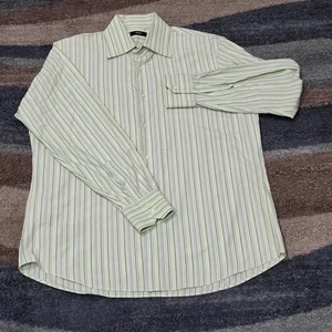 Camisa de vestir Hugo Boss para hombre 16,5 32/33 verde púrpura a rayas manga larga algodón  - Imagen 1 de 6