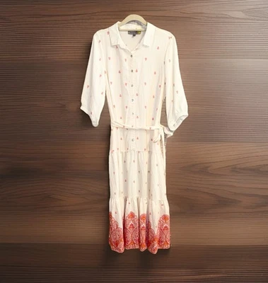 全新带标签 Figueroa & Flower 波西米亚人类学长裙人造丝花卉大号 — 第 1/4 张图片