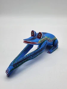 Pedro Ramirez Arrazola Oaxaca Alebrije Art Wooden Frog Hand Carved Painted 6” - Picture 1 of 12