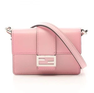 Fendi Micro Baguette Mini Shoulder Bag Wallet Pouch Leather Pink 7M031 - Picture 1 of 7