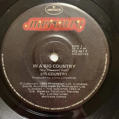Big Country In A Big Country Vinyl Record 7” 45 RPM 812 467-7 Mercury 1983 - Image 1 of 4