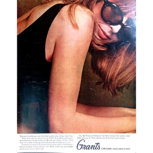 Gants Store Swimwear 1965 Print Ad Woman Sunglasses Glamour 10.5"X13" - Picture 1 of 3