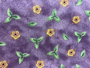 1 Yard Purple With Yellow & Pink Flowers 44” Wide 100% Cotton - Picture 1 of 1