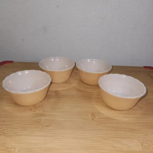 (4) Vintage Fire-King Orange & Weiß 3,5 "X2" Steinzeug Dessert Schüssel Set  - Bild 1 von 8