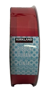 Kirkland Wire-Edged Ribbon 1.5" Wide 50 Yards Ribbon RED SHEER & SATIN STRIPE - Picture 1 of 3