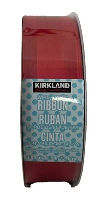 Kirkland Wire-Edged Ribbon 1.5" Wide 50 Yards Ribbon RED SHEER & SATIN STRIPE - Image 1 of 3