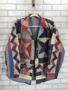 C F Enterprises Americana Patchwork Reversible Button Jacket Wms M Cottagecore - Picture 1 of 11
