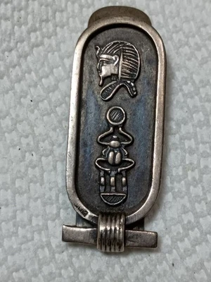 Egyptian cartouche sterling silver money clip - Image 1 of 2