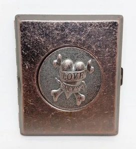 Estuche de cigarrillos RYO de doble cara de metal con emblema de amor tamaño king - Imagen 1 de 6
