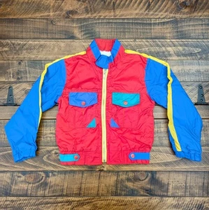 Vintage  90s Colorful Color Block Windbreaker Track Jacket - Picture 1 of 12