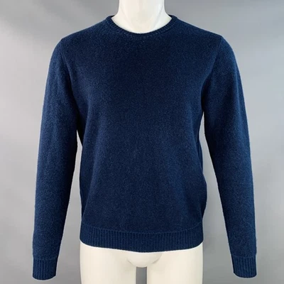 BARNEY'S NEW YORK Size M Blue Black Cashmere Crew Neck Sweater - Image 1 of 4