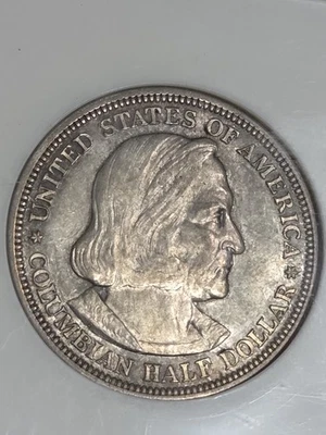 1893 50c Half Dollar Columbian Commerative NGC AU58 - Image 1 of 4