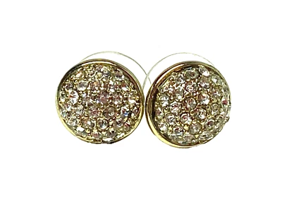 Pendientes perforados redondos en tono dorado J Crew pavé piedra transparente cúpula perno Foto 1 de 4