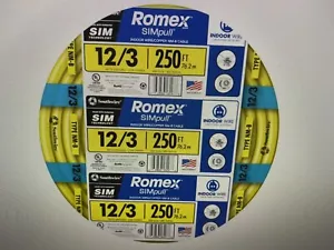 250 ft. 12/3 Solid Romex SIMpull CU NM-B With Ground Wire - Picture 1 of 1
