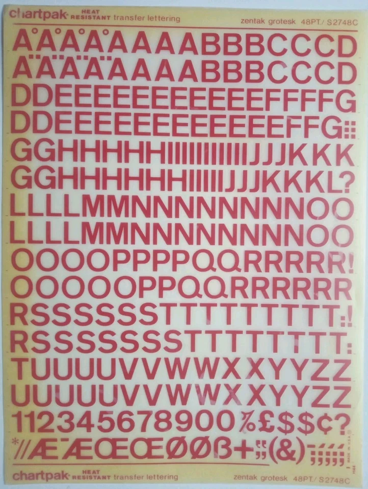 Chartpak Velvet Touch Lettering Zentak Grotesk 48pt/S2748C rojo frotar en letras  Foto 1 de 1