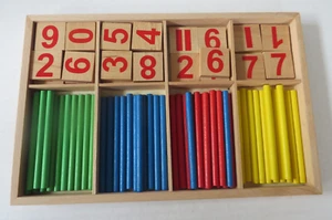 NaturEich Montessori Rechenstäbchen Holz Kinder 3+ Spielwaren Lernhilfe Rechnen - Bild 1 von 4