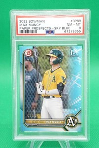 2022 Bowman Prospects Sky Blue /499 #BP-89 Max Muncy PSA 8 Oakland Athletics PN1