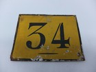 Hausnummer 34 gelb Blech Blechschild Antik Frankreich französisch Weltkrieg