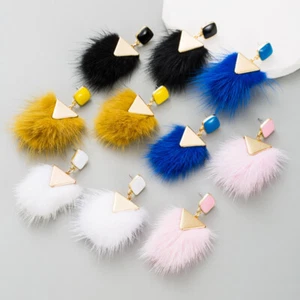 Earrings Fluffy Ball Eardrops Retro Alloy Dripping Oil Color Bohemian Elegant - Bild 1 von 14