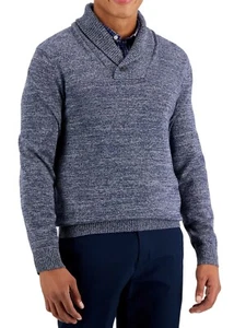 Nuevo Suéter Pullover de Algodón Azul Marino Cuello Chal Habitación Club Para Hombre L - Imagen 1 de 1