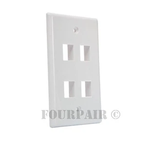 Keystone 4 Hole Port Jack Insert Flush Wall Face Plate Network CAT5e CAT6 White - Picture 1 of 1