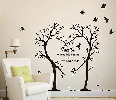 Family Love Tree Sticker Wall Art Sticker DIY Home Decor Wall Decal HIGH QUALITY - Image 1 of 4