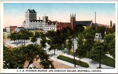 Montreal Quebec CPR Windsor Station Depot Dominion Square Postcard QC - Image 1 of 3