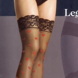 VALENTINE SPECIAL PLUS SIZE  RED HEART WHITE LACE TOP SHEER THIGH HI STOCKINGS 