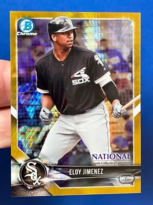ELOY JIMENEZ ROOKIE - 2018 “GOLD REFRACTOR” Bowman CHROME Natl Convention RC /50 - Image 1 of 4