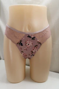 Women's M Jessica Simpson Pink Floral Polyester/Lace Thong Panties No Lines - Picture 1 of 7