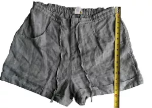 C&C California Women’s Large 100% Linen Highwaisted Paperbag Light Green Shorts - Picture 1 of 6