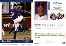 Aaron Miller Signed 2011 Grandstand Rancho Cucamonga Quakes #NNO Card Auto AU