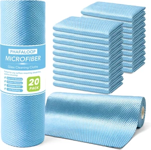 20 Pack Microfiber Glass Cleaning Cloth Roll, Fish Scale Streak Free Magic Lint - Picture 1 of 12