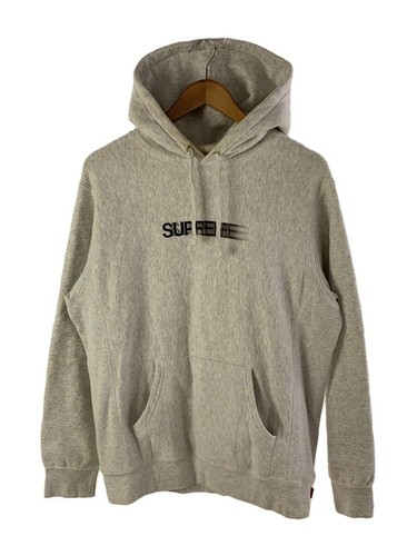 Felpa Supreme con cappuccio logo movimento M cotone grigio colletto macchia usata