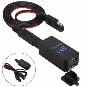 SAE To USB Adapter Motorcycle Dual USB Charger W/Quick Disconnect Plug for GPS - Picture 1 of 5