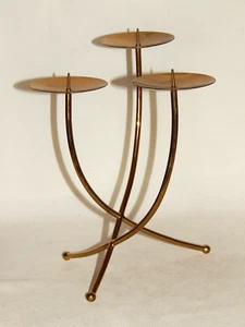 Stylischer Leuchter 3-lichtig 1950/60er Jahre Messing - Picture 1 of 6