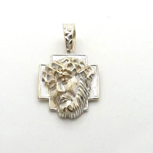 14k Gold Cross Jesus Crown of Thorns Charm Pendant Two Tone Michael Anthony 4gr - Picture 1 of 6
