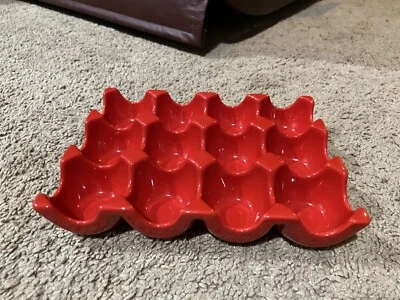 Bandeja de 12 tazas Rachael Ray Sittin' Pretty Serveware Devild Egg Plato Caja Roja G014 Foto 1 de 4