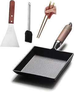 Tamagoyaki Japanese Omelette Pan Cast Iron Wooden Handle - Picture 1 of 9