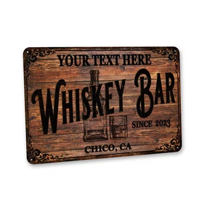 Custom Whiskey Bar Sign Rustic Home Bar Decor Whiskey Gift For Him 108122002176 - Picture 1 of 10