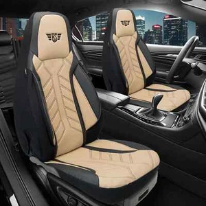 Fundas de asiento de cuero adecuadas para Kia EV6 (en negro-beige) | Asientos delanteros APOL507 - Imagen 1 de 11